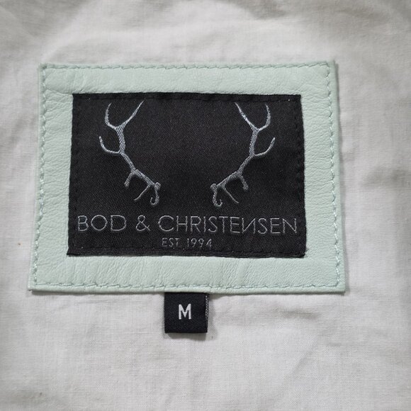 Bod & Christensen Jacket Women M Light Green Penelope Genuine Leather Moto Lined - Picture 3 of 16